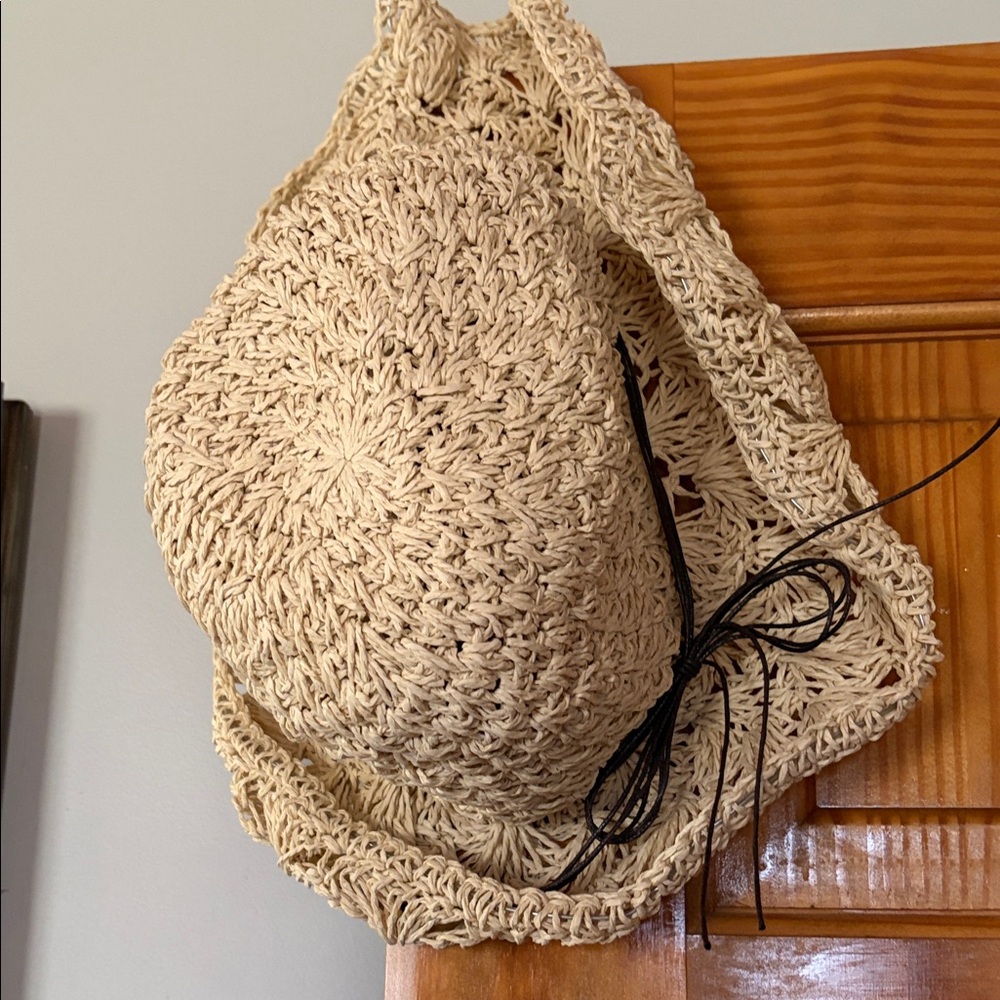 Beige Woven Tote Bag